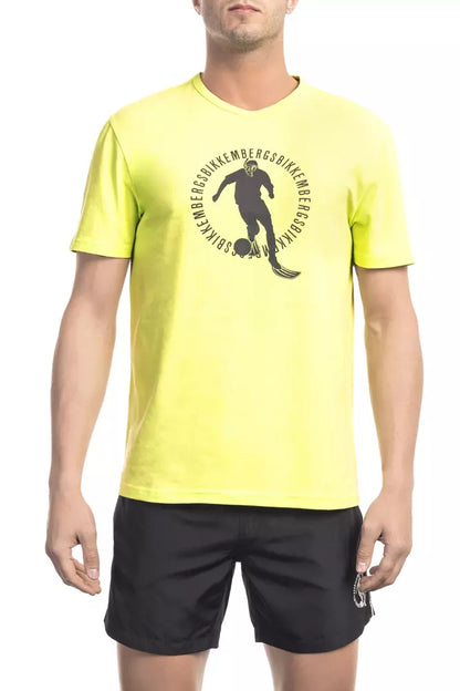 T-shirt da uomo in cotone giallo Bikkembergs