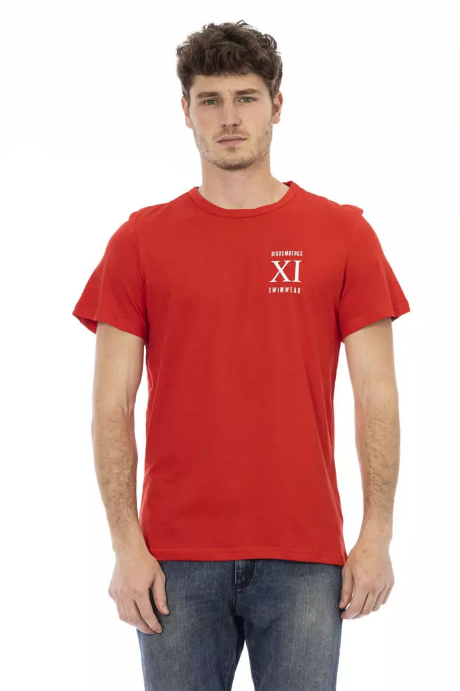 T-shirt da uomo in cotone rosso Bikkembergs