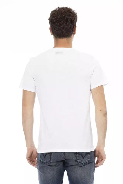 T-shirt elegante bianca con stampa frontale di Bikkembergs