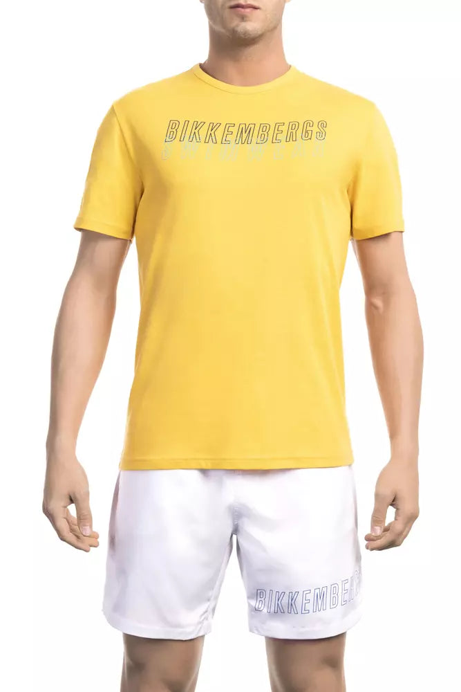 T-shirt da uomo in cotone giallo Bikkembergs