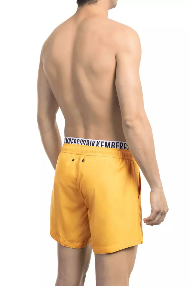 Bikkembergs Pantaloncini da bagno da uomo in poliestere arancione