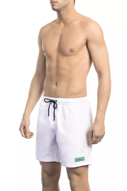 Bikkembergs Pantaloncini da bagno da uomo in poliestere bianco