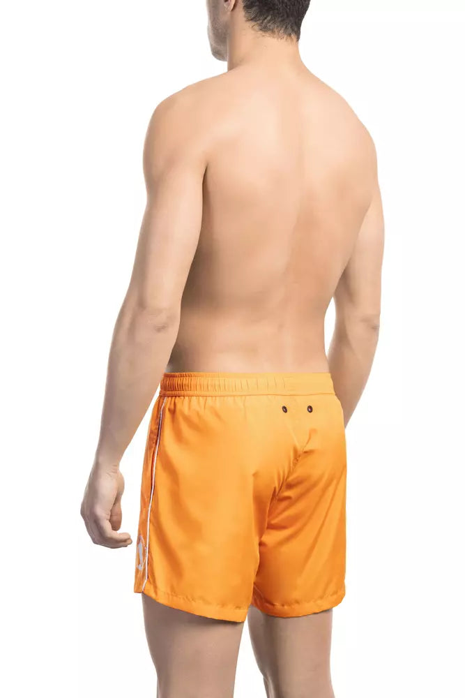 Bikkembergs Pantaloncini da bagno da uomo in poliestere arancione