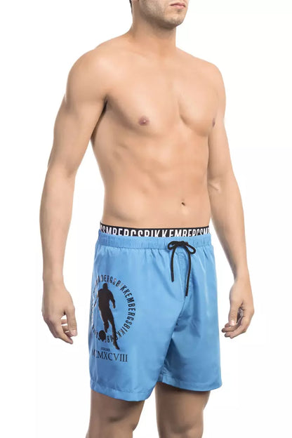 Bikkembergs Pantaloncini da bagno da uomo in poliestere azzurro chiaro