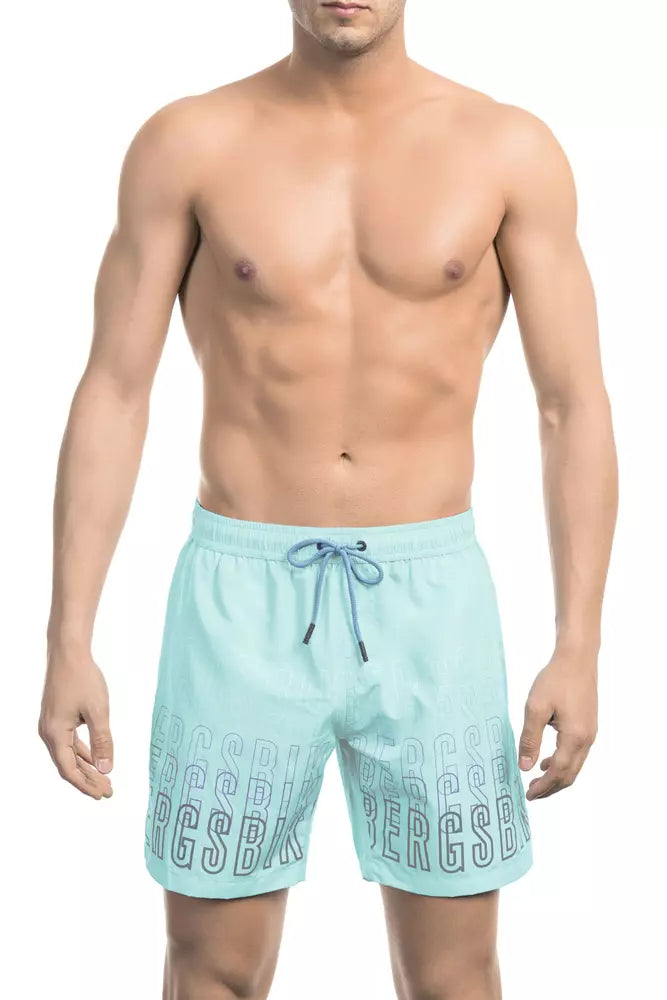 Bikkembergs Pantaloncini da bagno da uomo in poliestere azzurro chiaro