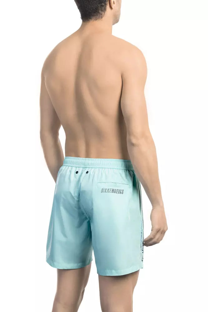 Bikkembergs Pantaloncini da bagno da uomo in poliestere azzurro chiaro