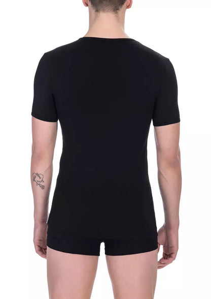 Bikkembergs T-shirt da uomo in cotone nero con scollo a V