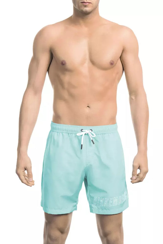 Bikkembergs Pantaloncini da bagno da uomo in poliestere azzurro chiaro