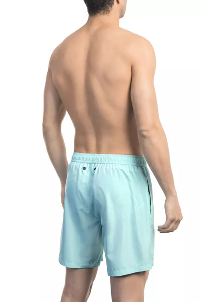 Bikkembergs Pantaloncini da bagno da uomo in poliestere azzurro chiaro