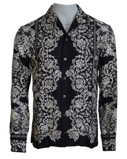 Dolce &amp; Gabbana Elegante camicia barocca floreale in raso