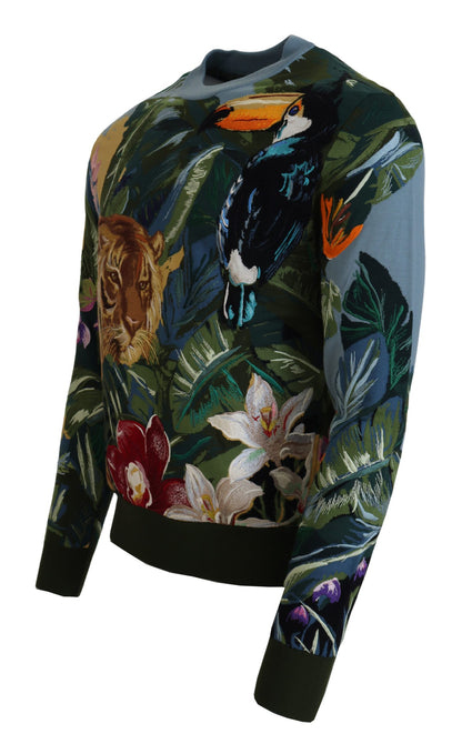 Maglione in lana-seta ricamato Jungle di Dolce &amp; Gabbana