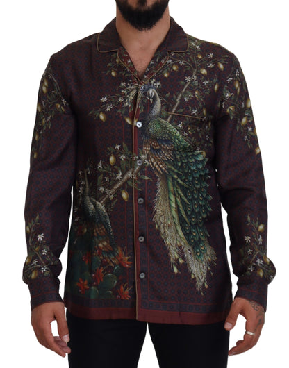 Camicia stile pigiama da uomo in raso di seta elegante Dolce &amp; Gabbana