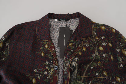 Camicia stile pigiama da uomo in raso di seta elegante Dolce &amp; Gabbana