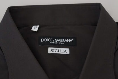 Camicia elegante slim fit Sicilia grigia di Dolce &amp; Gabbana