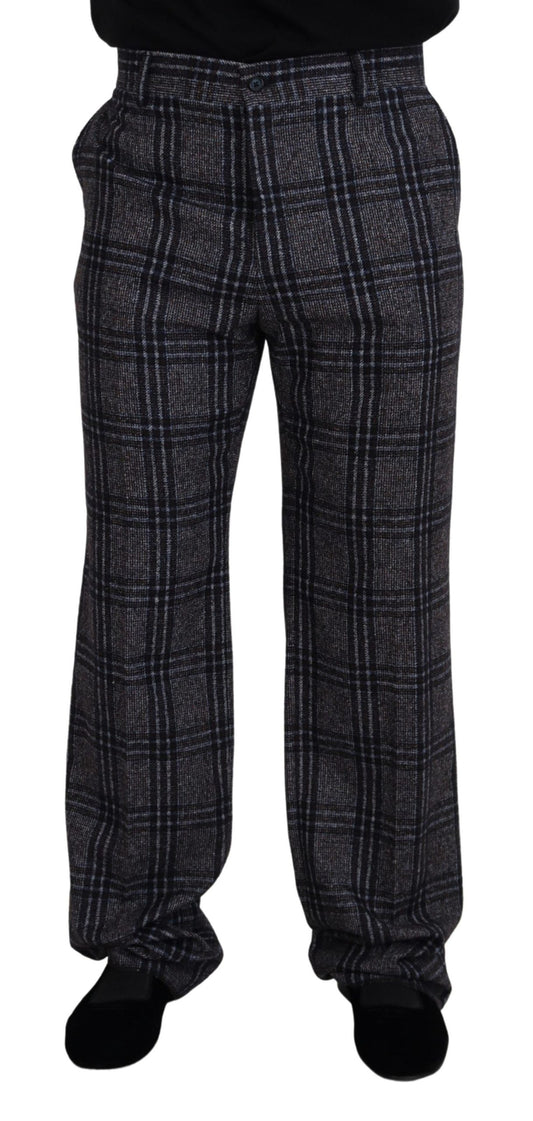 Dolce &amp; Gabbana Pantaloni eleganti in misto alpaca a quadri grigi