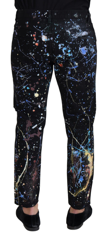 Dolce & Gabbana Exquisite Color Splash Print Denim Pants