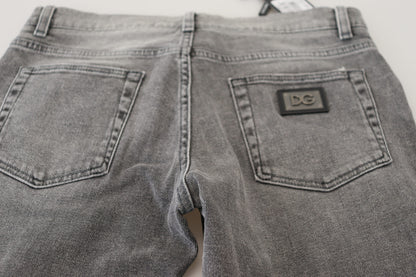 Dolce & Gabbana Chic Grey Washed Denim Pants