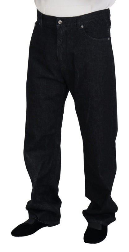 Dolce & Gabbana Elegant Black Washed Denim Pants Luxe Cotton