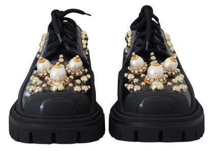 Dolce &amp; Gabbana intramontabili scarpe derby in pelle nera con accenti glam