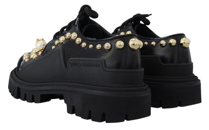 Dolce &amp; Gabbana intramontabili scarpe derby in pelle nera con accenti glam