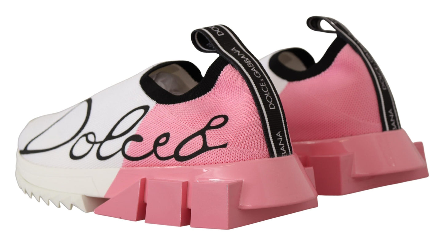 Dolce &amp; Gabbana Eleganti sneakers slip-on Sorrento in bianco e rosa