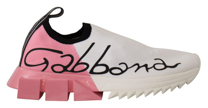 Dolce &amp; Gabbana Eleganti sneakers slip-on Sorrento in bianco e rosa