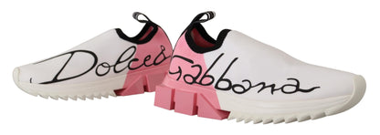 Dolce &amp; Gabbana Eleganti sneakers slip-on Sorrento in bianco e rosa