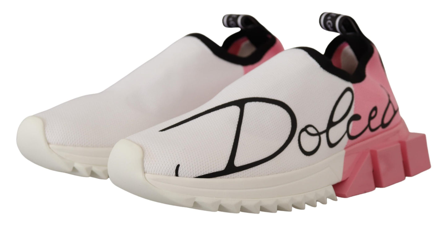 Dolce &amp; Gabbana Eleganti sneakers slip-on Sorrento in bianco e rosa