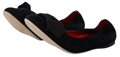 Dolce & Gabbana Elegant Black Suede Ballet Flats