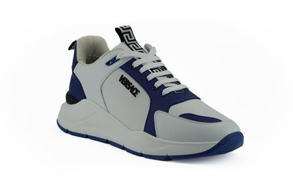 Versace Eleganti sneakers in pelle blu e bianche