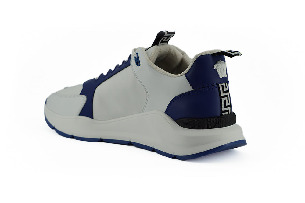 Versace Eleganti sneakers in pelle blu e bianche