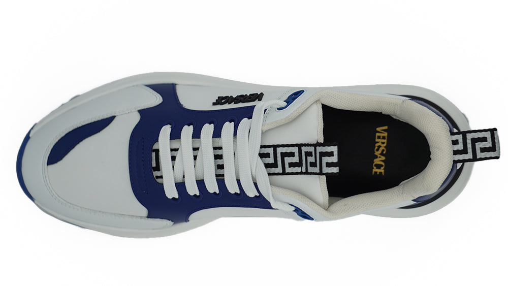 Versace Eleganti sneakers in pelle blu e bianche