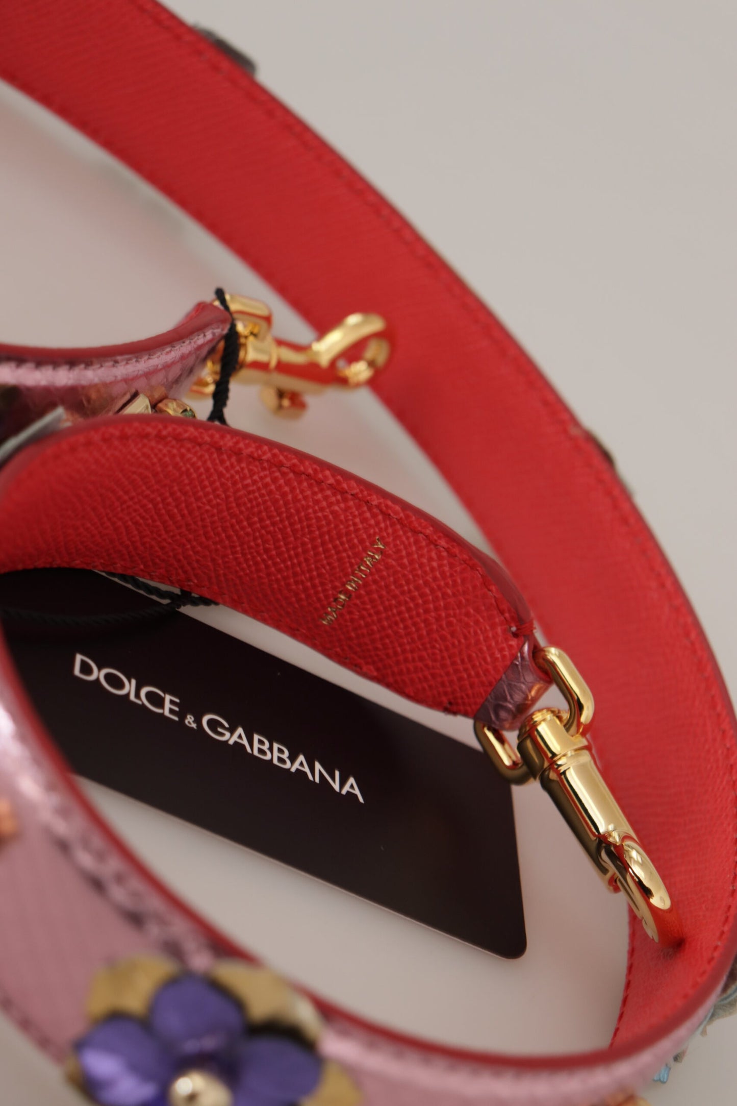 Dolce &amp; Gabbana Elegante tracolla in pelle rosa metallizzato