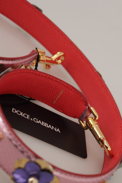 Dolce &amp; Gabbana Elegante tracolla in pelle rosa metallizzato