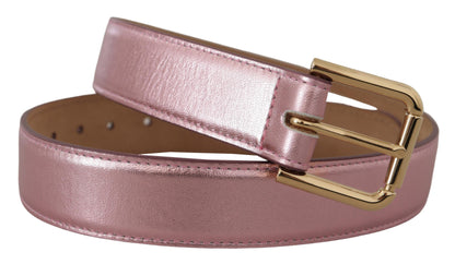 Dolce &amp; Gabbana Elegante cintura in pelle rosa metallizzato