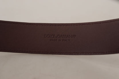 Dolce &amp; Gabbana Elegante cintura in pelle marrone con fibbia incisa