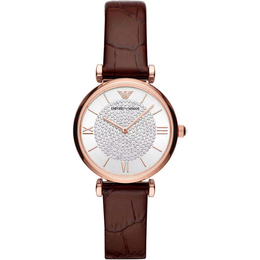 Orologio Emporio Armani Elegante in Pelle Bordeaux da Donna