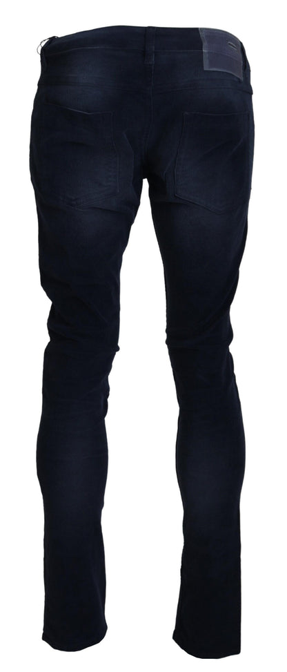 Jeans Acht Chic blu dal taglio dritto in velluto a coste