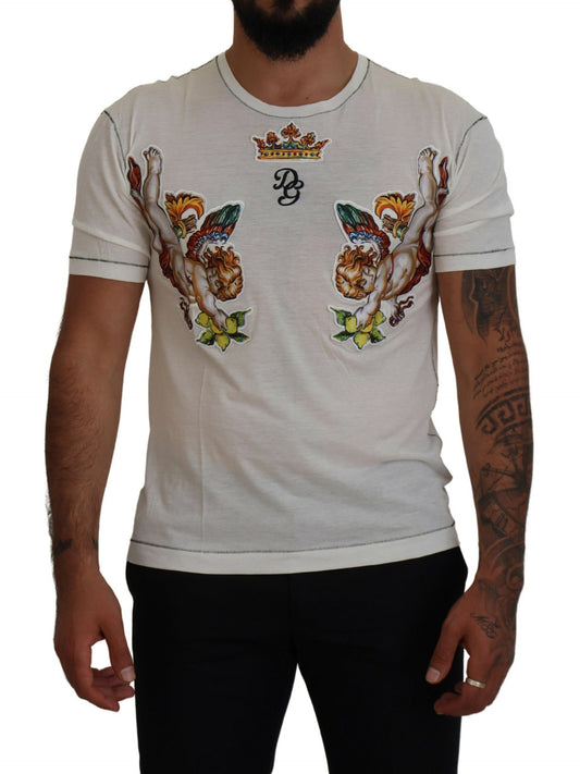 Dolce &amp; Gabbana T-shirt elegante in misto cotone-seta bianca