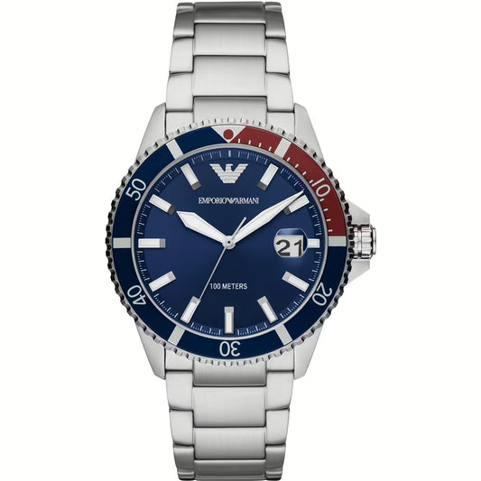 Orologio da uomo Emporio Armani elegante in acciaio al quarzo – quadrante blu oceano