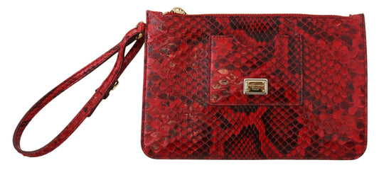 Dolce &amp; Gabbana Elegante pochette in pelle Ayers Snake rossa