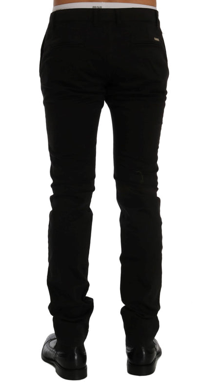 Pantaloni eleganti slim fit in cotone nero GF Ferre