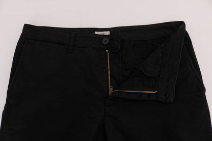 Pantaloni eleganti slim fit in cotone nero GF Ferre