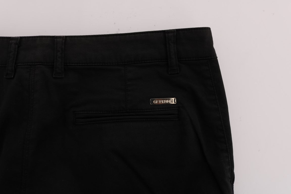 Pantaloni eleganti slim fit in cotone nero GF Ferre