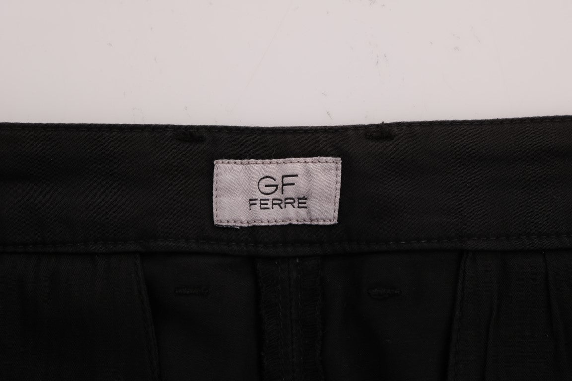 Pantaloni eleganti slim fit in cotone nero GF Ferre