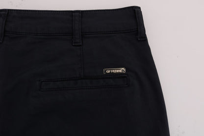 Pantaloni da uomo elasticizzati in cotone blu elegante GF Ferre