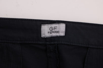 Pantaloni da uomo elasticizzati in cotone blu elegante GF Ferre