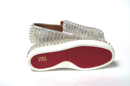 Christian Louboutin Sneaker piatta da donna in barca a rotelle bianca Ab/Clear Ab