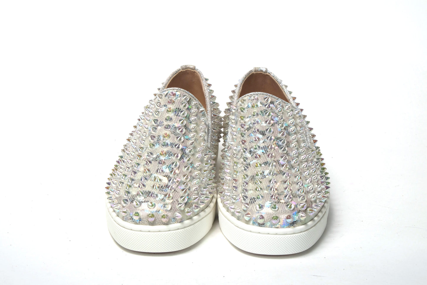 Christian Louboutin Sneaker piatta da donna in barca a rotelle bianca Ab/Clear Ab