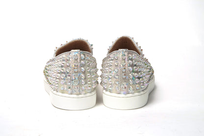 Christian Louboutin Sneaker piatta da donna in barca a rotelle bianca Ab/Clear Ab